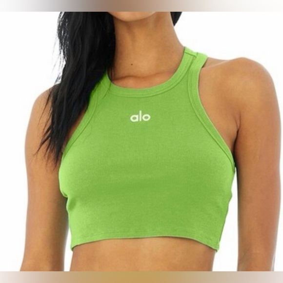 ALO Yoga Tops - ALO Aspire Cropped Tank Top Green Size Extra Small